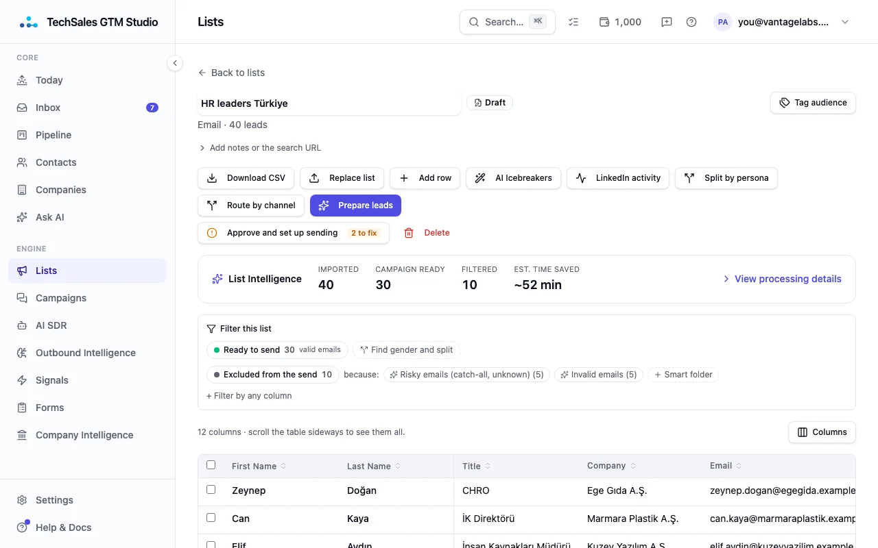 Upload or find a list, and it gets cleaned for you.